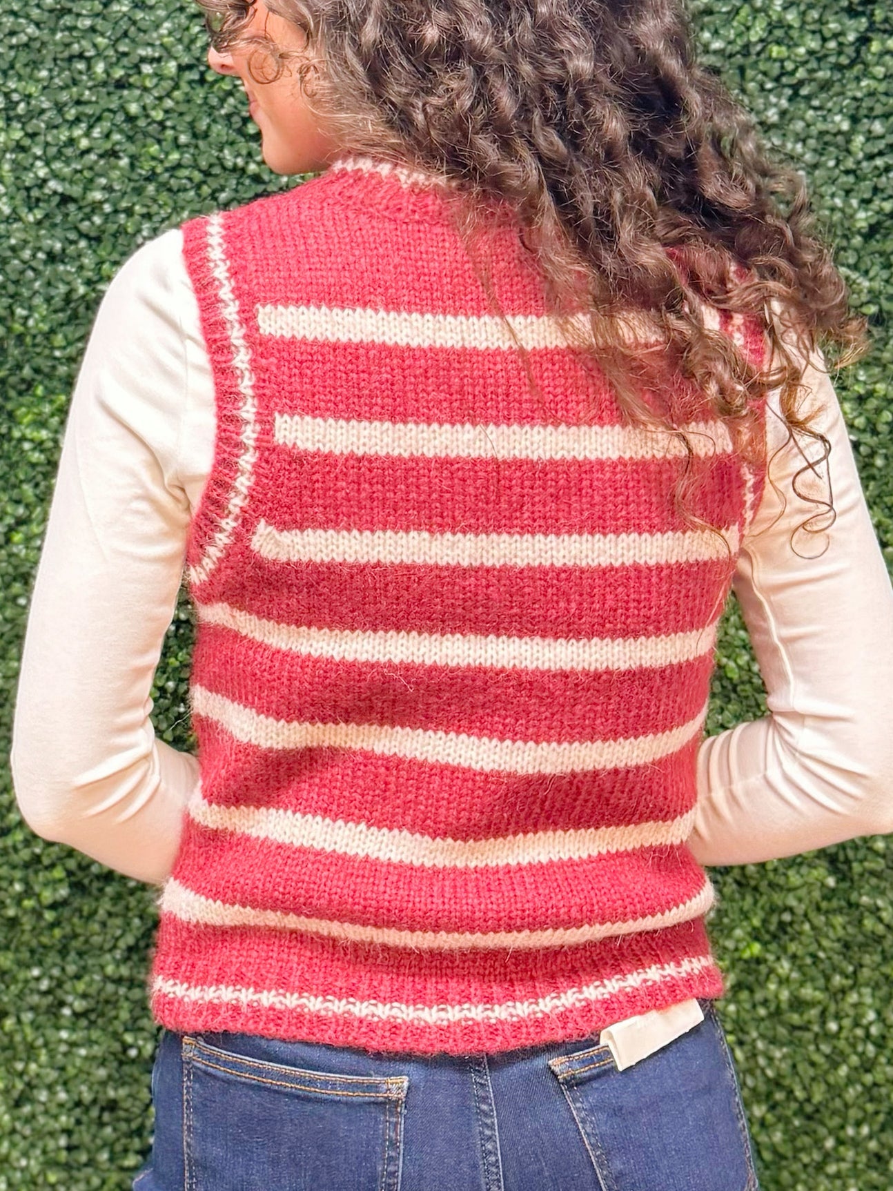 Cranberry Stripe Sweater Vest - Jessi Jayne Boutique