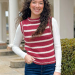 Cranberry Stripe Sweater Vest - Jessi Jayne Boutique