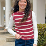 Cranberry Stripe Sweater Vest - Jessi Jayne Boutique