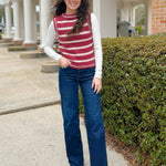 Cranberry Stripe Sweater Vest - Jessi Jayne Boutique