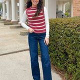 Cranberry Stripe Sweater Vest - Jessi Jayne Boutique
