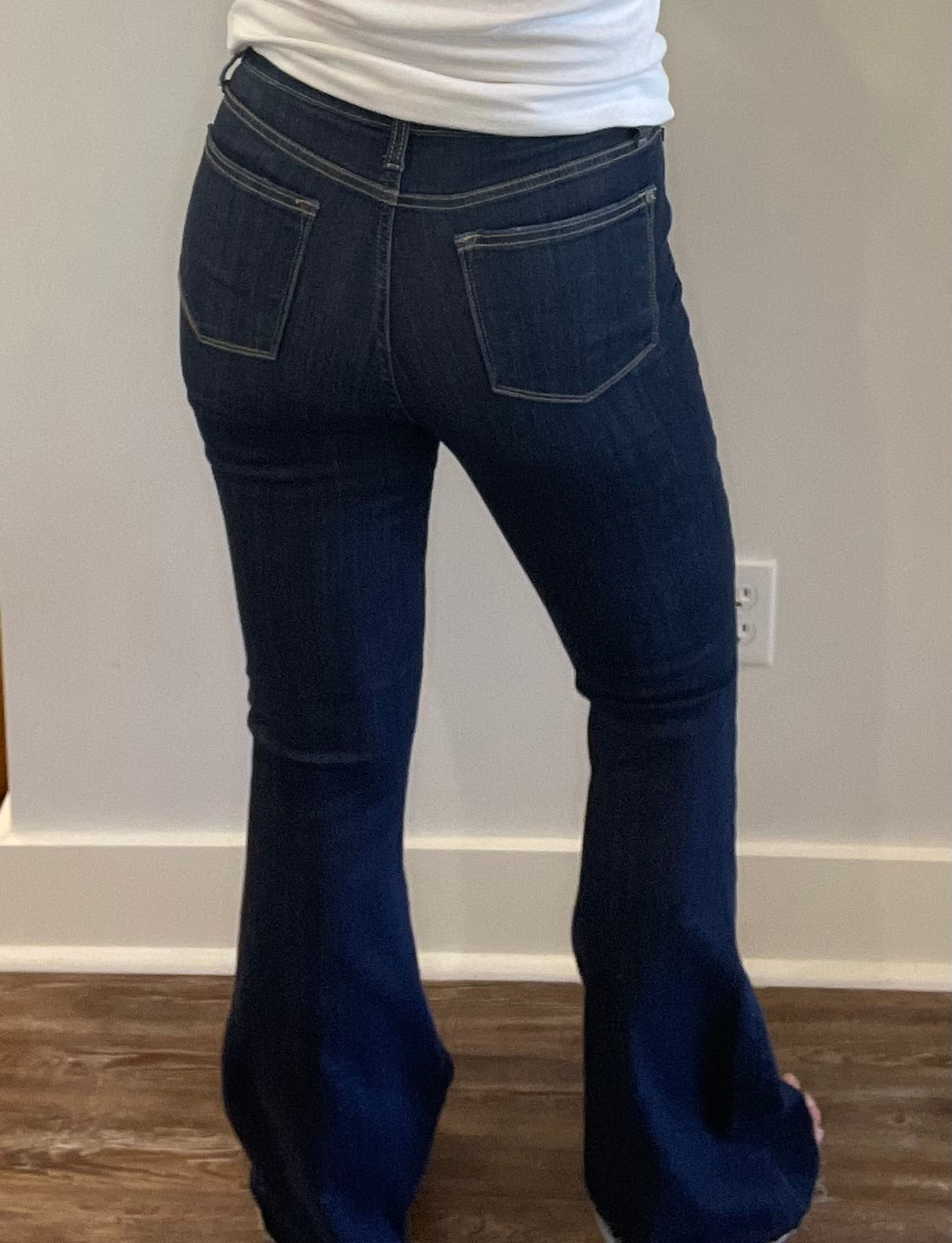 Judy Blue High Rise Raw Hem Dark Wash Flare Jean (Tall) - Jessi Jayne Boutique