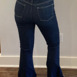 Judy Blue High Rise Raw Hem Dark Wash Flare Jean (Tall) - Jessi Jayne Boutique