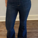 Judy Blue High Rise Raw Hem Dark Wash Flare Jean (Tall) - Jessi Jayne Boutique