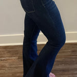 Judy Blue High Rise Raw Hem Dark Wash Flare Jean (Tall) - Jessi Jayne Boutique