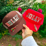 JOLLY (plaid font) Red Trucker Hat - Jessi Jayne Boutique