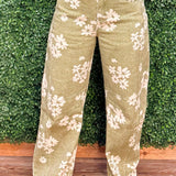 Olive Bloom Barrel Jeans - Jessi Jayne Boutique