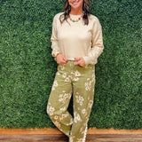 Olive Bloom Barrel Jeans - Jessi Jayne Boutique