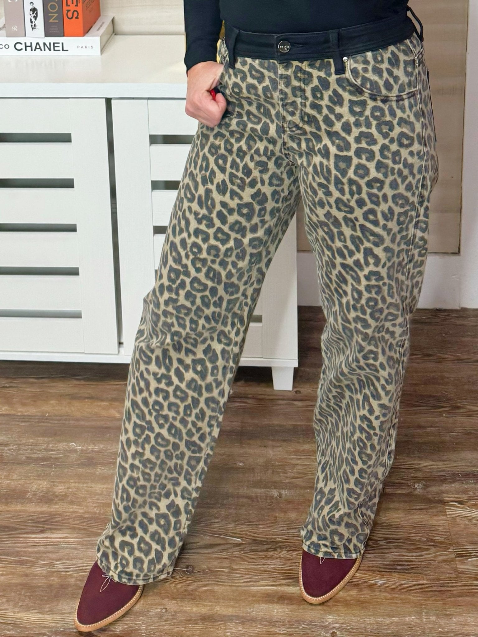 Risen Wildside Leopard Wide Leg Jeans - Jessi Jayne Boutique
