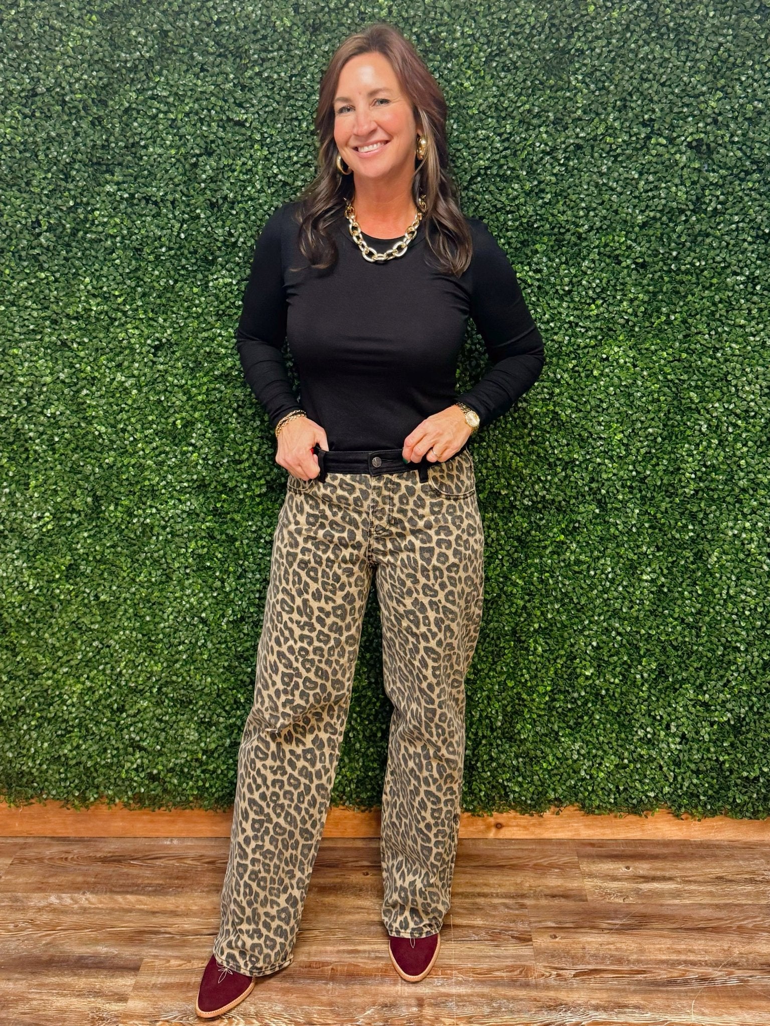 Risen Wildside Leopard Wide Leg Jeans - Jessi Jayne Boutique