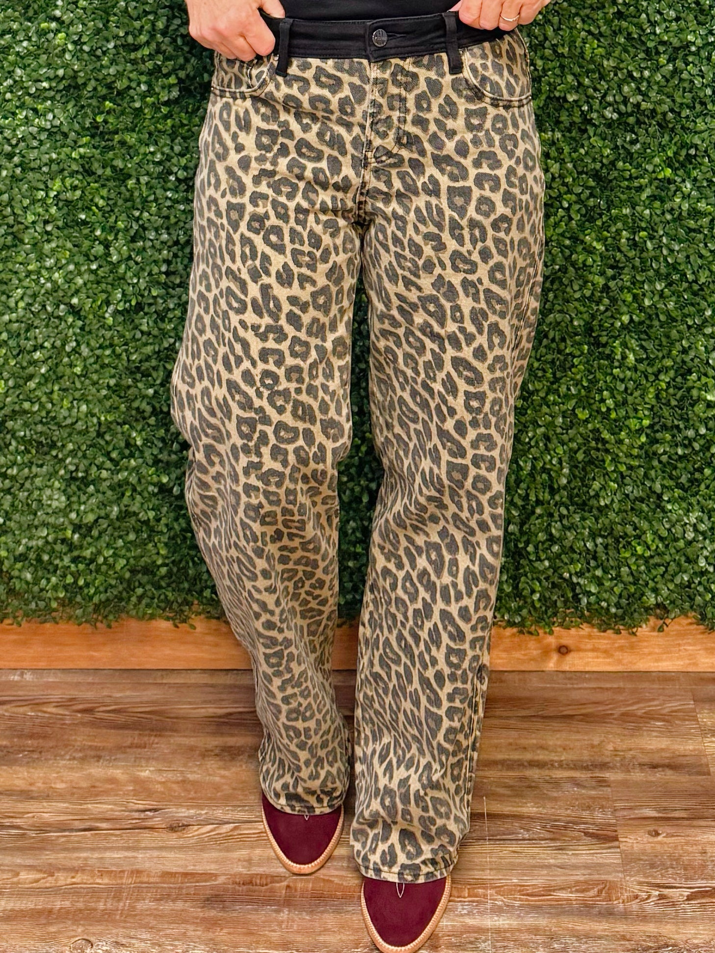 Risen Wildside Leopard Wide Leg Jeans - Jessi Jayne Boutique