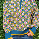 Vintage Garden Half Zip Pullover Sweater - Jessi Jayne Boutique