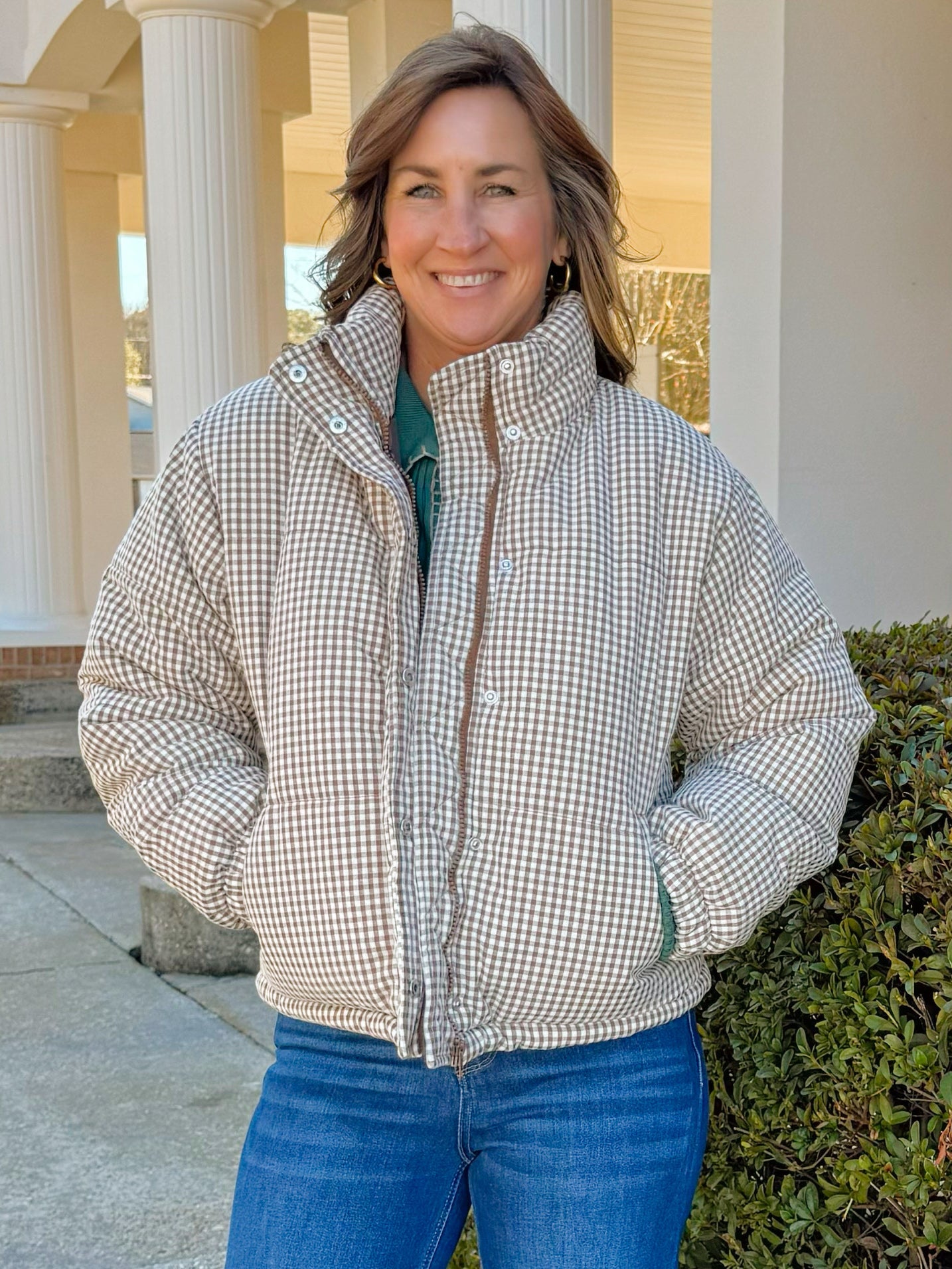 Cabin Check Gingham Puffer Jacket - Jessi Jayne Boutique