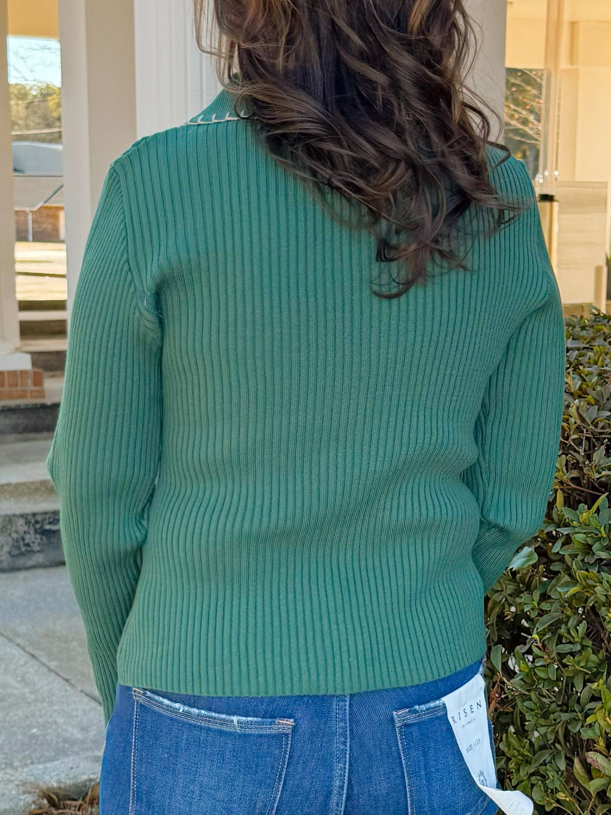 Evergreen Stitch Collared Sweater Top - Jessi Jayne Boutique