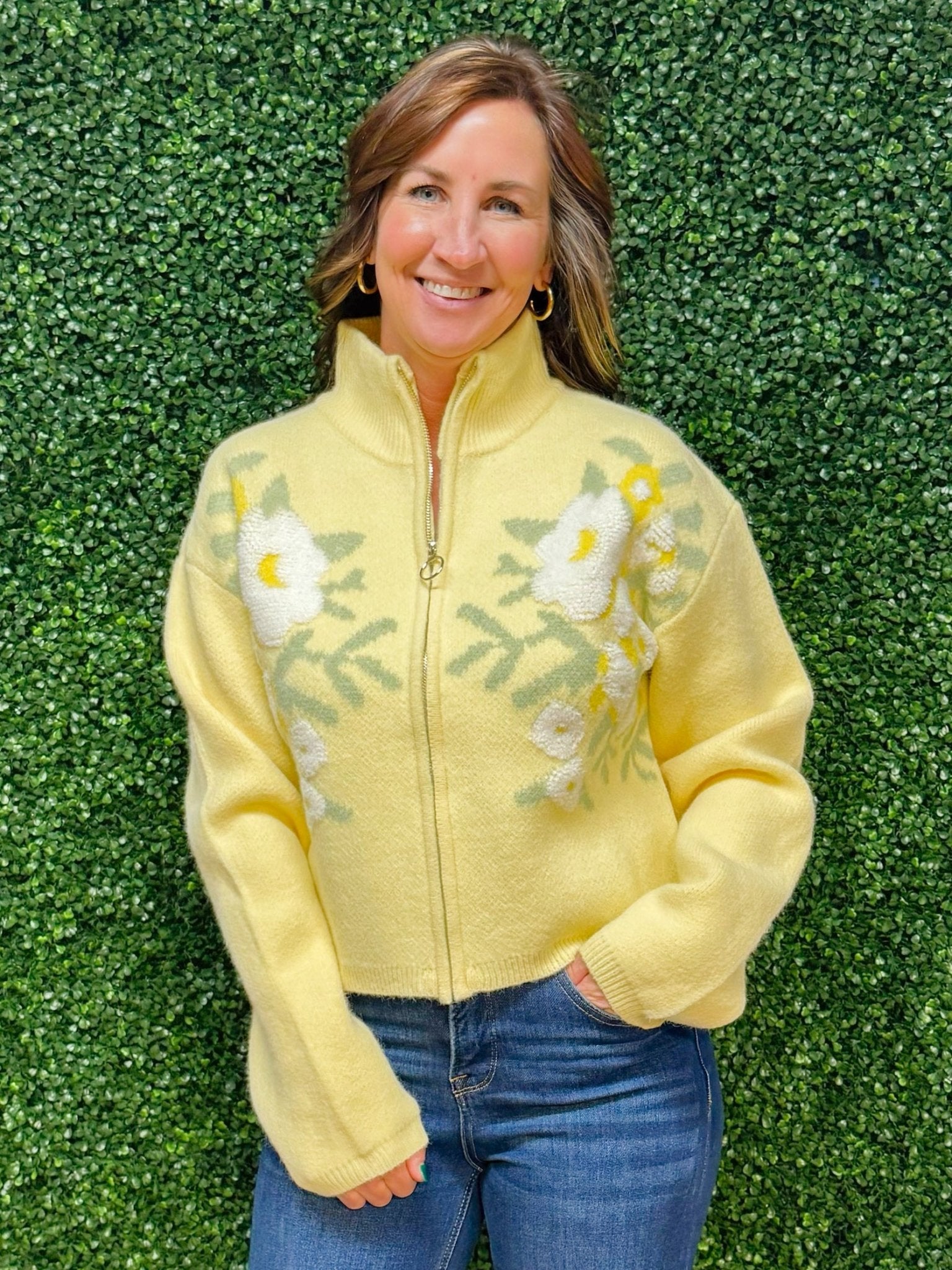 Soft Bloom Zip Up Cardigan Sweater - Jessi Jayne Boutique