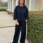 Black Scuba Relaxed Fit Top - Jessi Jayne Boutique