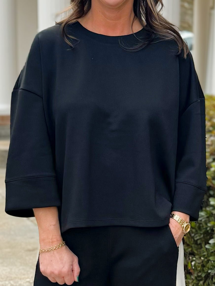 Black Scuba Relaxed Fit Top - Jessi Jayne Boutique