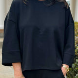 Black Scuba Relaxed Fit Top - Jessi Jayne Boutique