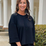 Black Scuba Relaxed Fit Top - Jessi Jayne Boutique