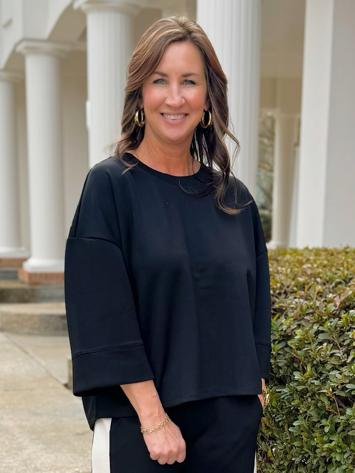 Black Scuba Relaxed Fit Top - Jessi Jayne Boutique