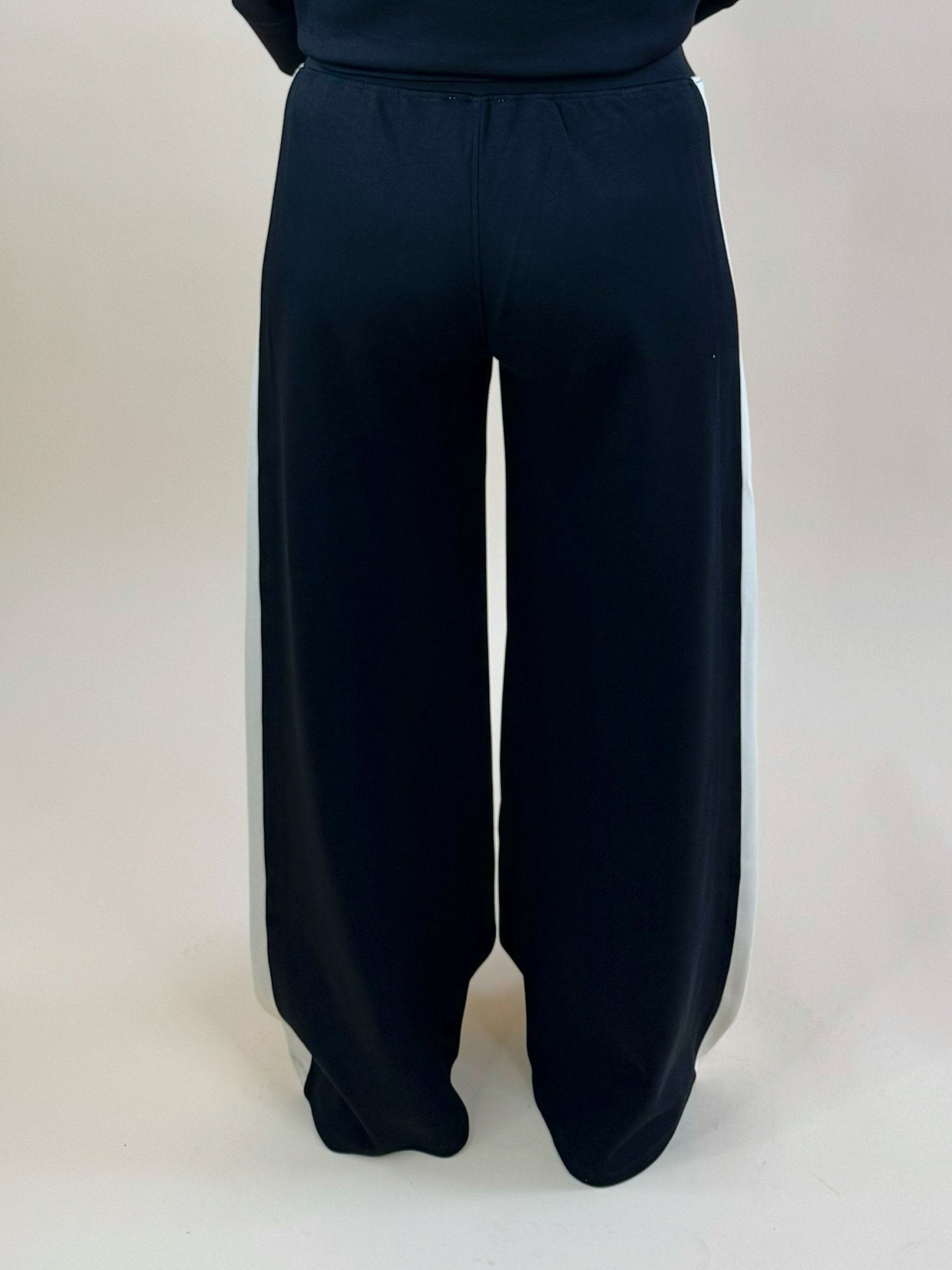 Black Scuba Side Stripe Wide - Leg Pants - Jessi Jayne Boutique