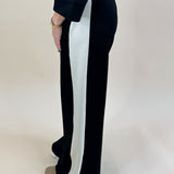 Black Scuba Side Stripe Wide - Leg Pants - Jessi Jayne Boutique