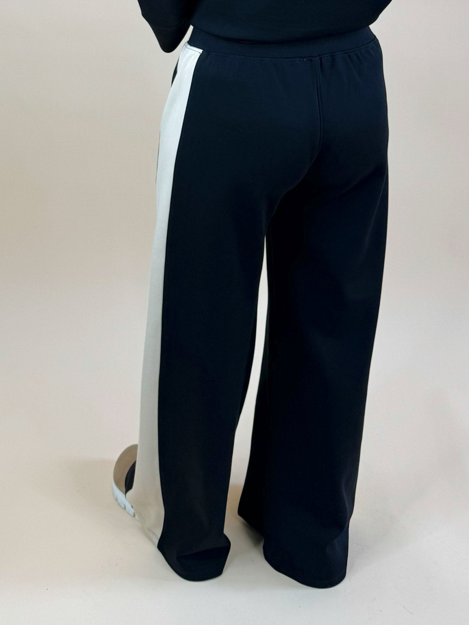 Black Scuba Side Stripe Wide - Leg Pants - Jessi Jayne Boutique