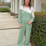 Pistachio Corduroy Wide - Leg Lounge Pants - Jessi Jayne Boutique