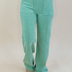Pistachio Corduroy Wide - Leg Lounge Pants - Jessi Jayne Boutique
