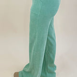 Pistachio Corduroy Wide - Leg Lounge Pants - Jessi Jayne Boutique