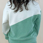 Pistachio Asymmetrical Corduroy Pullover Sweatshirt - Jessi Jayne Boutique