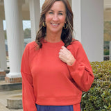 Terracotta Scuba Pullover Waist Length Top - Jessi Jayne Boutique