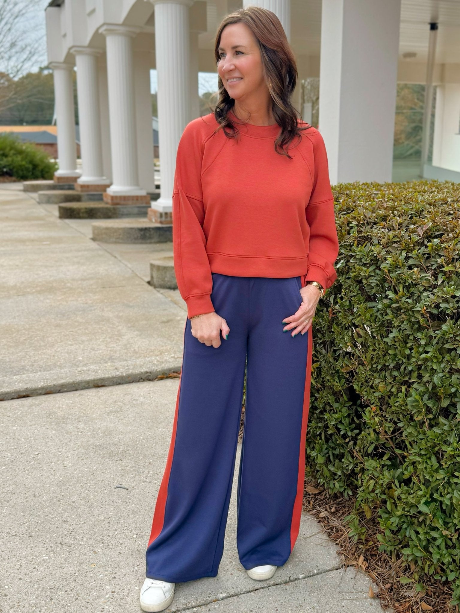 Terracotta Scuba Pullover Waist Length Top - Jessi Jayne Boutique