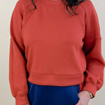 Terracotta Scuba Pullover Waist Length Top - Jessi Jayne Boutique