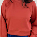 Terracotta Scuba Pullover Waist Length Top - Jessi Jayne Boutique