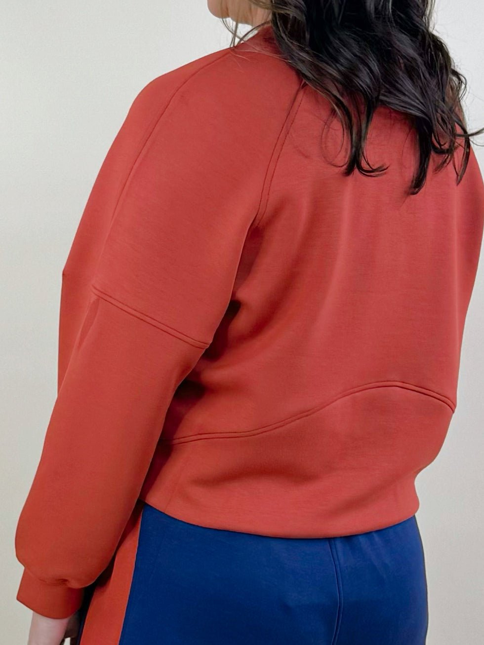 Terracotta Scuba Pullover Waist Length Top - Jessi Jayne Boutique