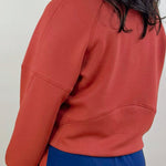 Terracotta Scuba Pullover Waist Length Top - Jessi Jayne Boutique