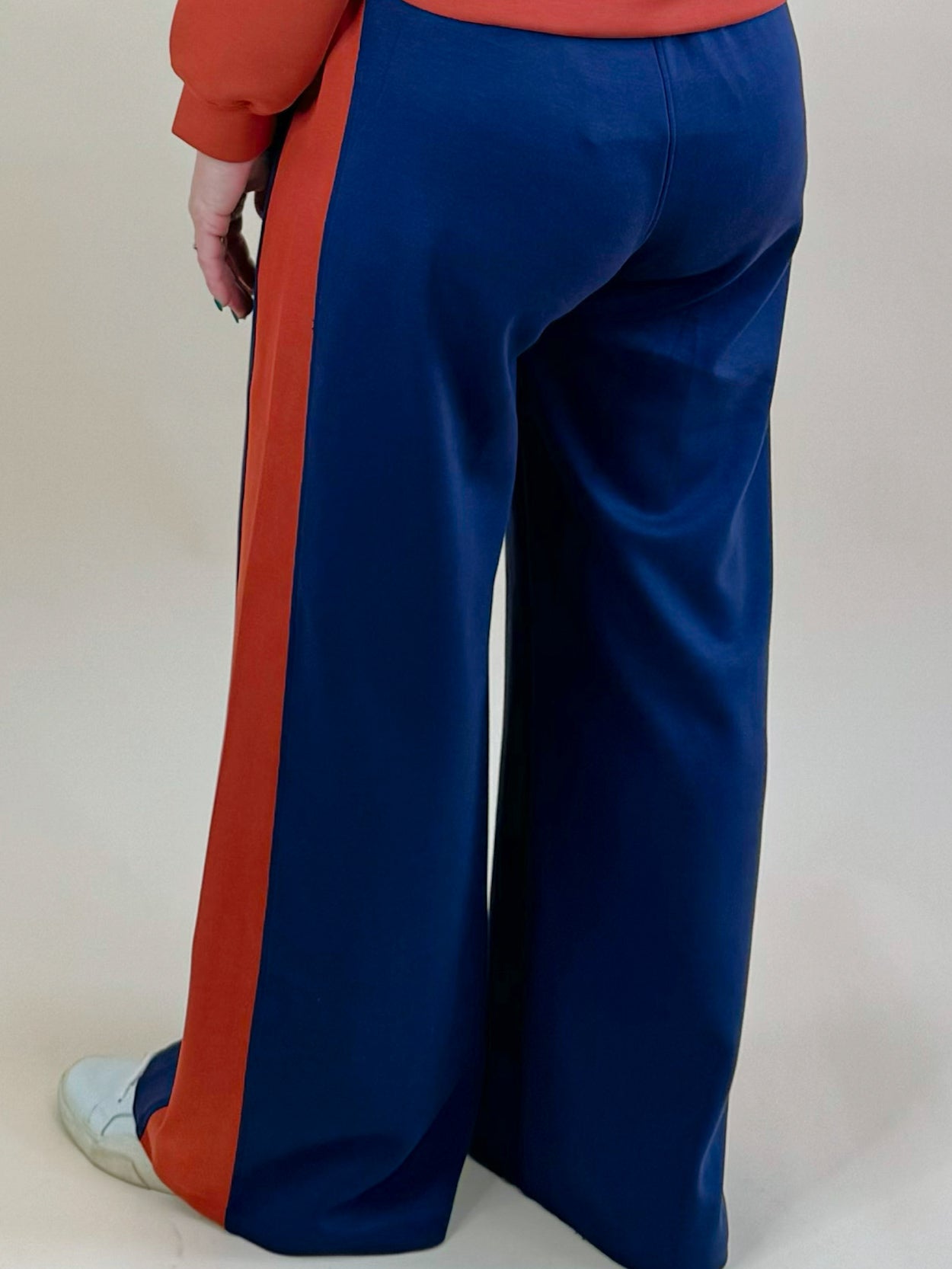 Navy Scuba Side Stripe Wide - Leg Pants - Jessi Jayne Boutique