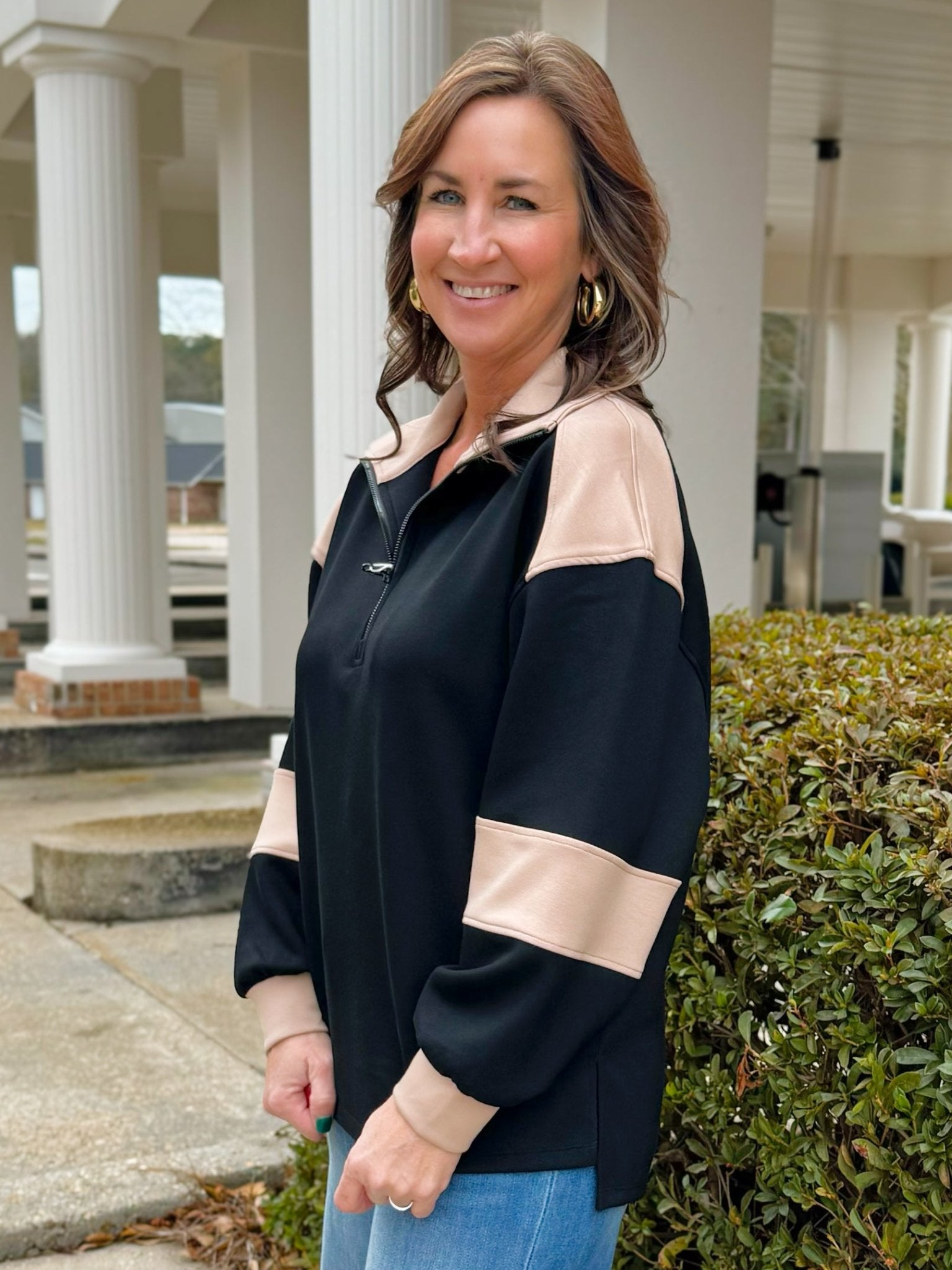 Sleek Colorblock Half - Zip Top - Jessi Jayne Boutique