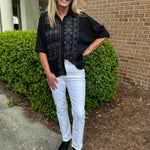 Raven In The Night Black Embellished Detail Blouse - Jessi Jayne Boutique