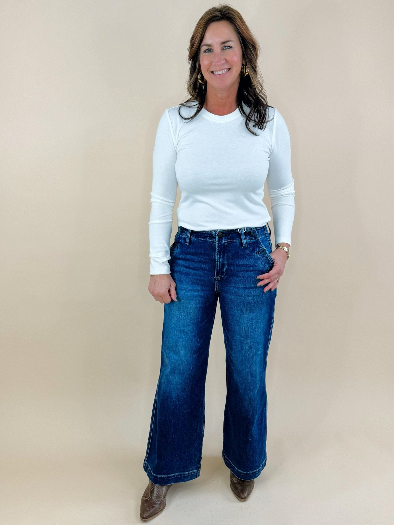Risen Harbor Button Pocket Wide Leg Jean - Jessi Jayne Boutique