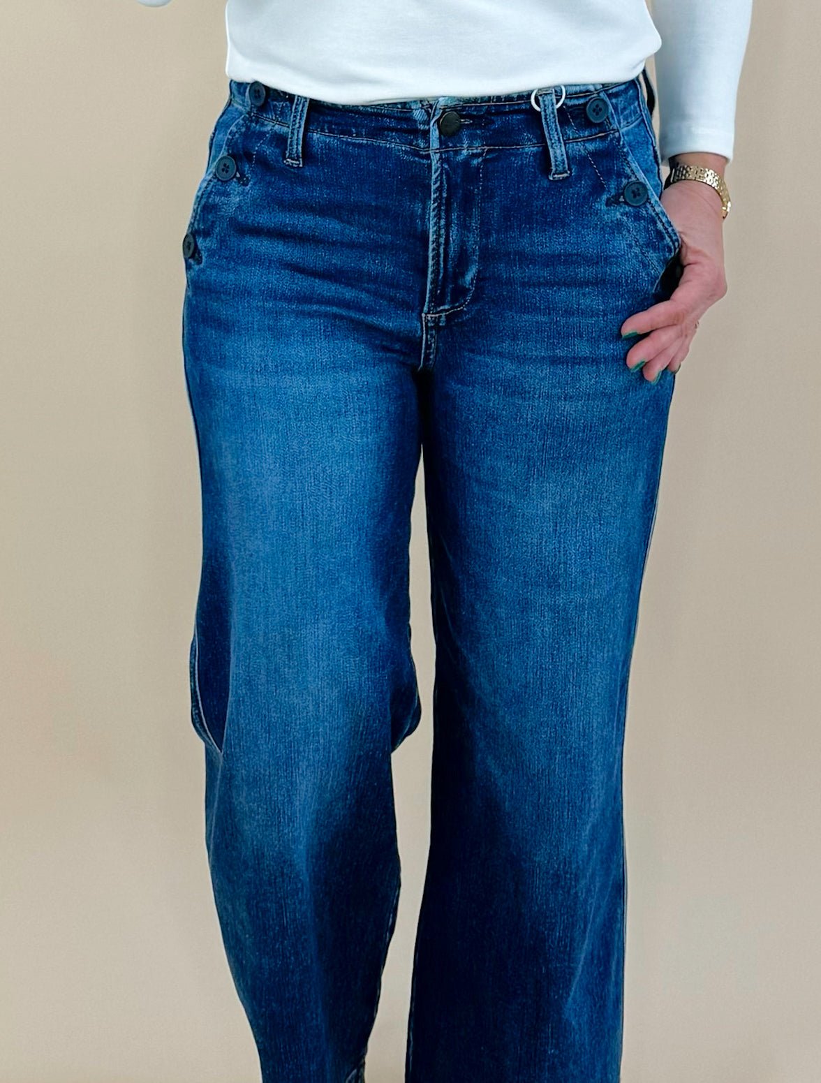 Risen Harbor Button Pocket Wide Leg Jean - Jessi Jayne Boutique