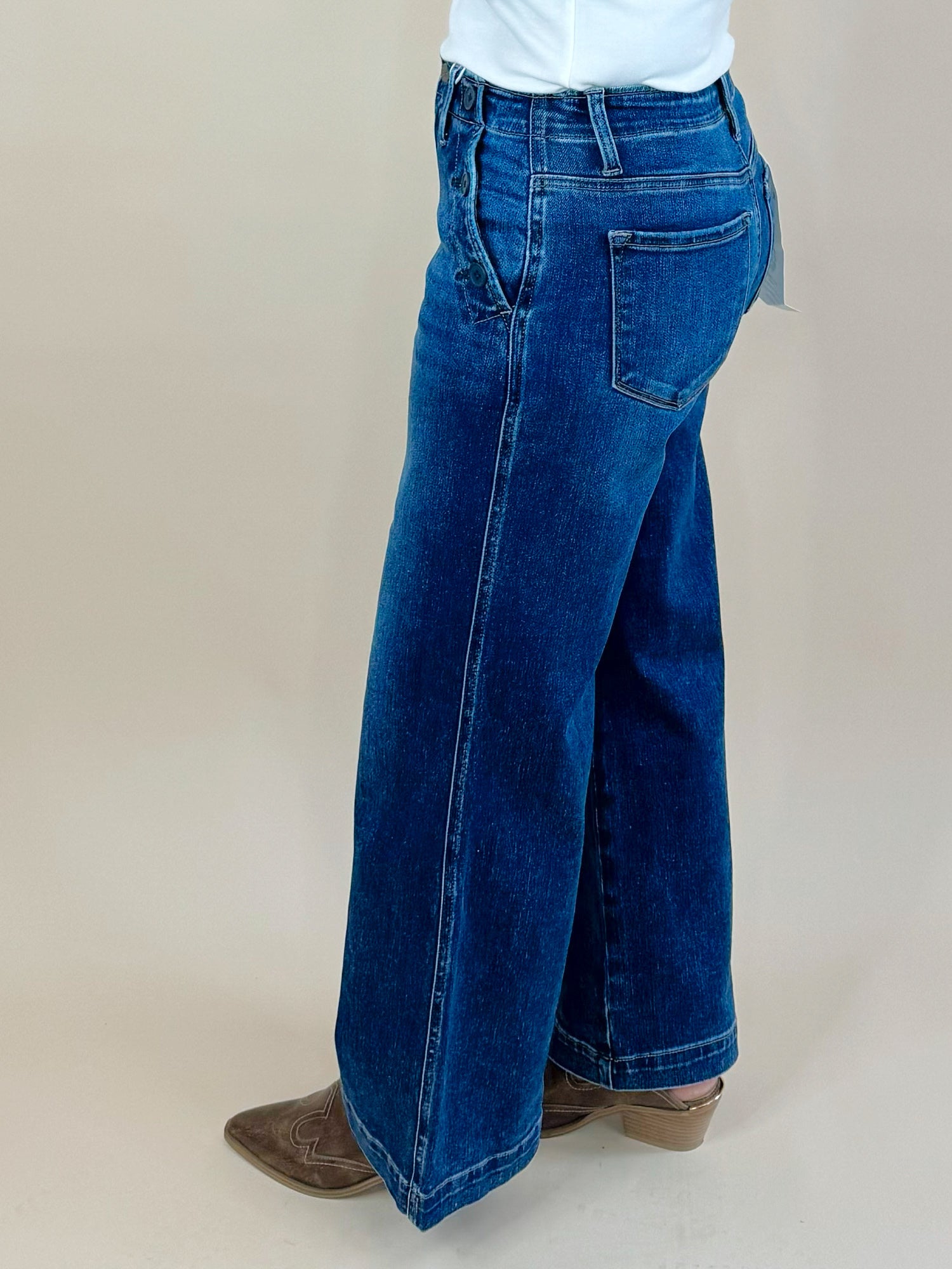 Risen Harbor Button Pocket Wide Leg Jean - Jessi Jayne Boutique