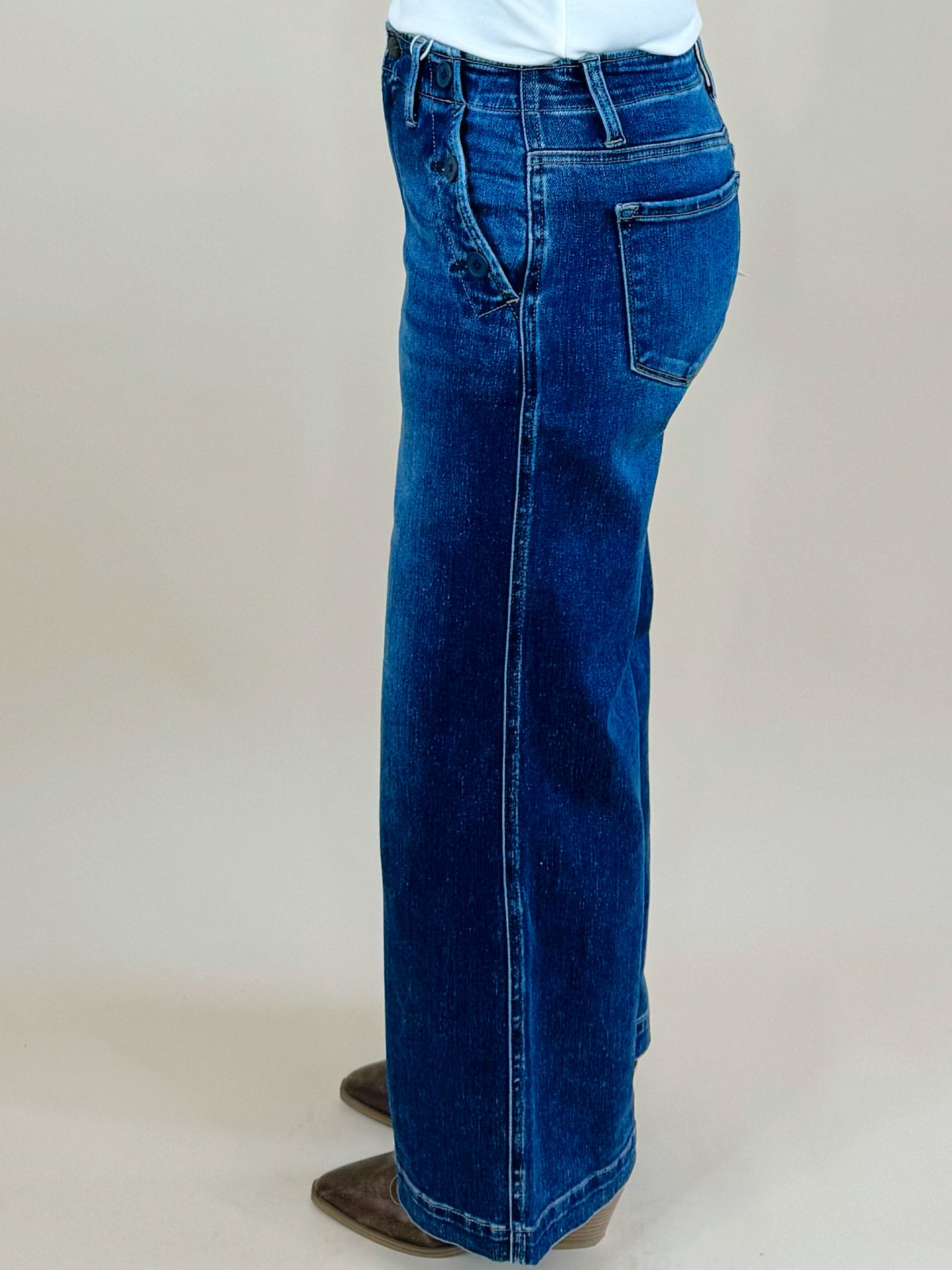 Risen Harbor Button Pocket Wide Leg Jean - Jessi Jayne Boutique