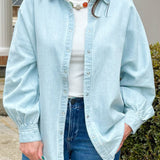 Risen Claire Balloon Sleeve Denim Top - Jessi Jayne Boutique