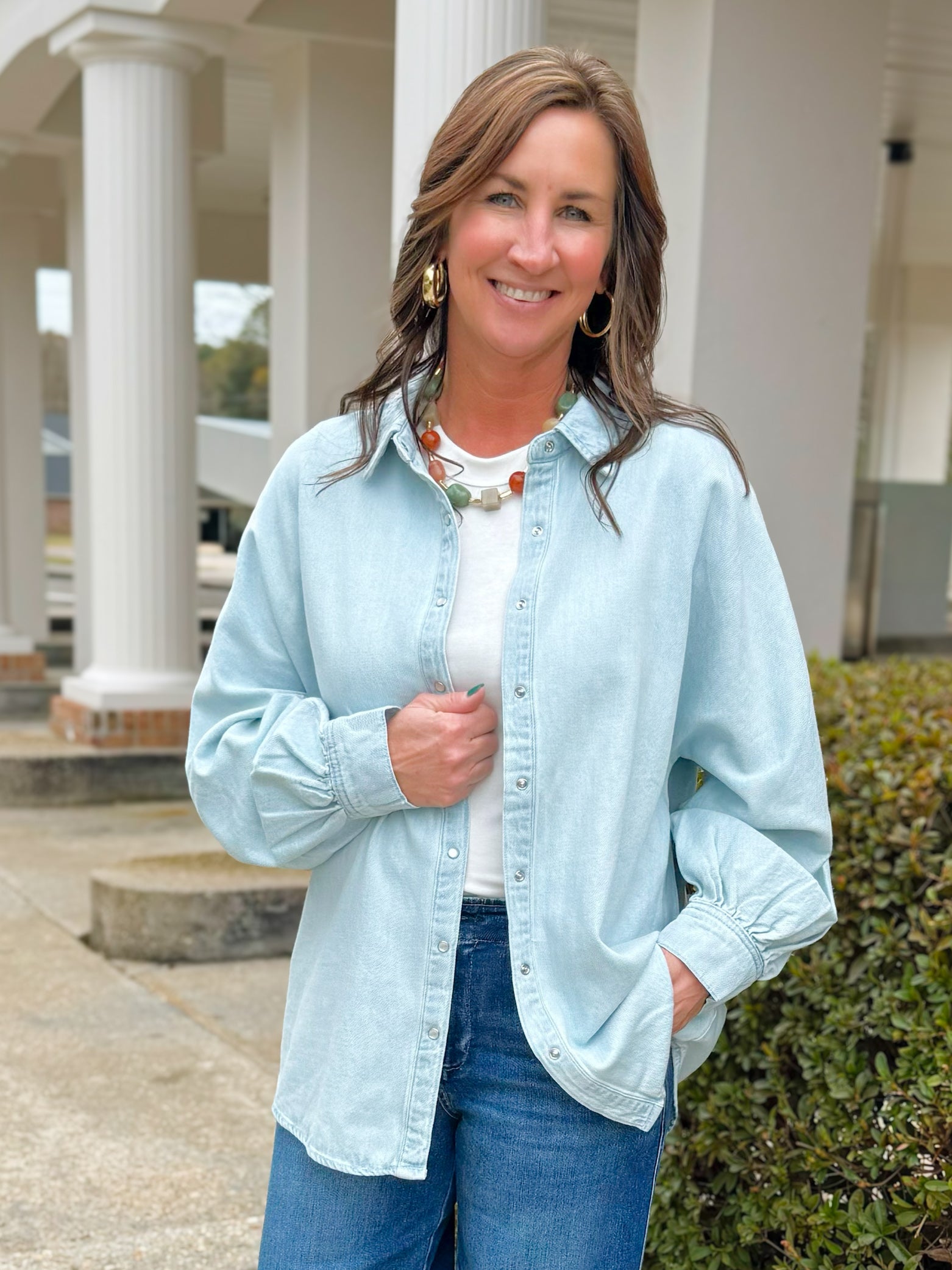 Risen Claire Balloon Sleeve Denim Top - Jessi Jayne Boutique