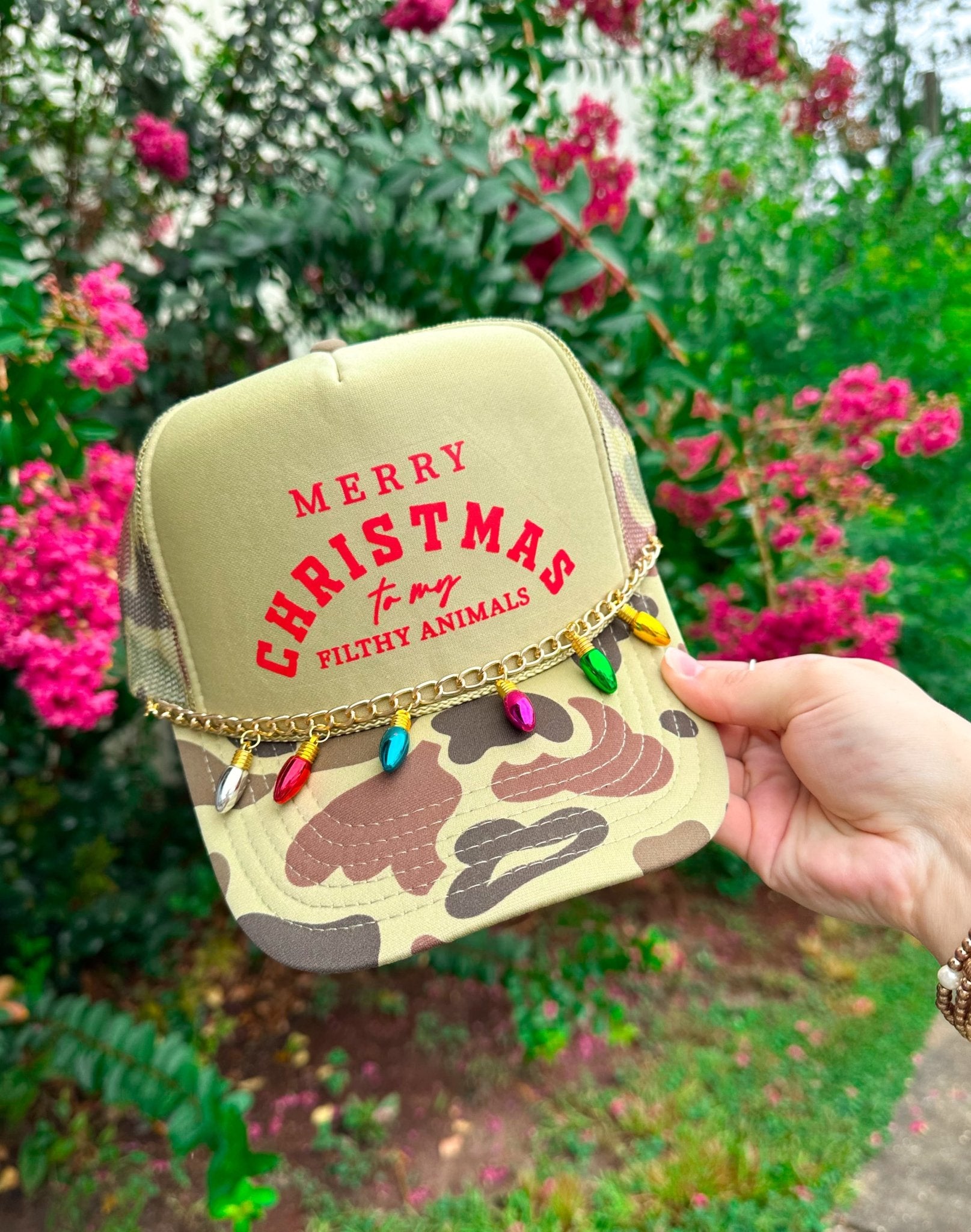 Merry Christmas To My Filthy Animals Two Tone Camo Trucker - Jessi Jayne Boutique