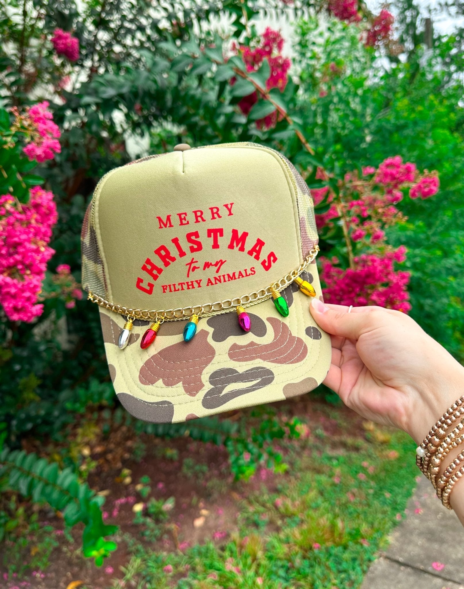 Merry Christmas To My Filthy Animals Two Tone Camo Trucker - Jessi Jayne Boutique