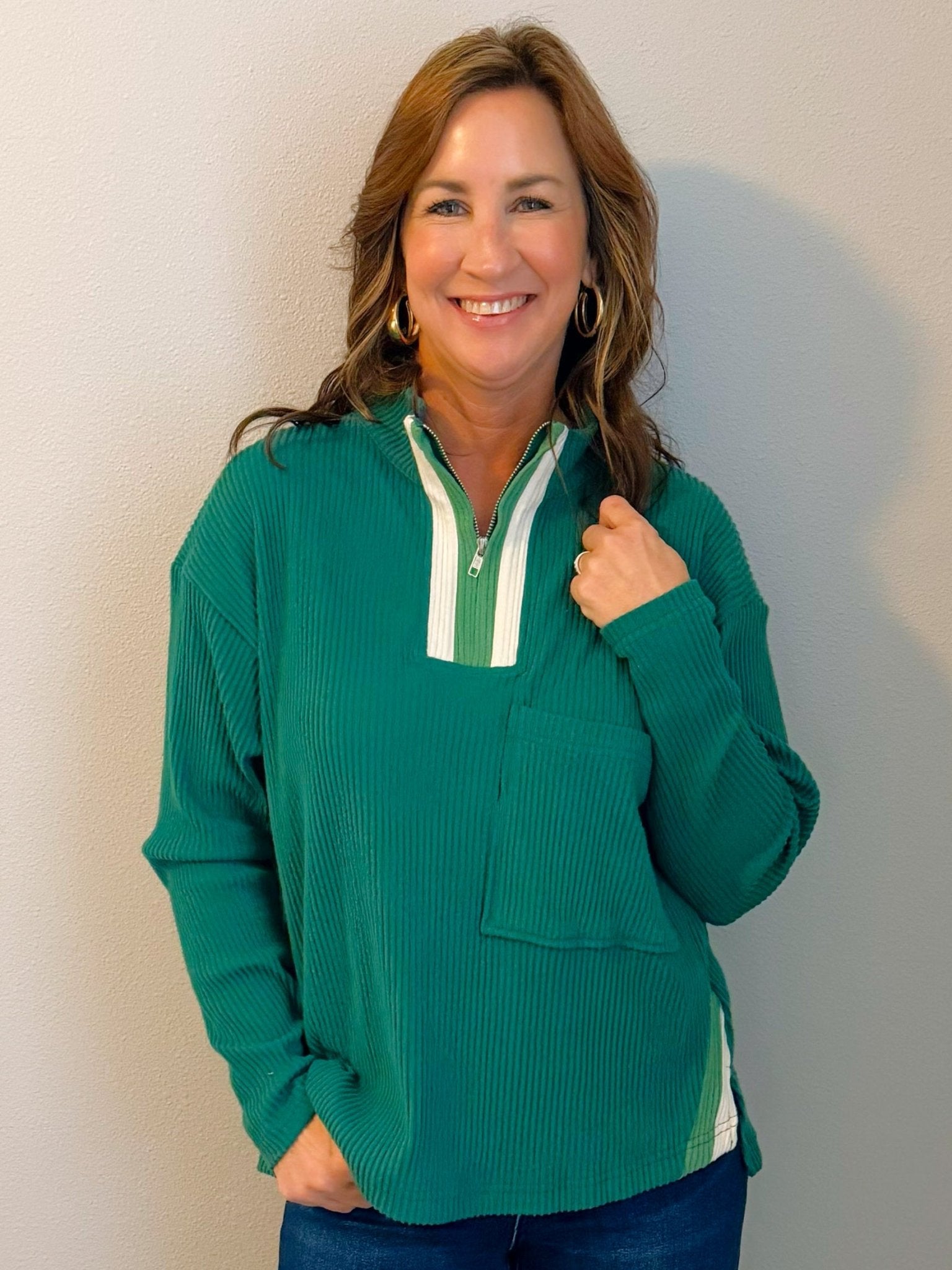 Sport Mode Ribbed Zip Pullover Top - Jessi Jayne Boutique