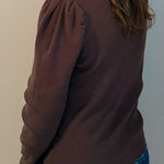 Chocolate Scallop Edge Puff Sleeve Knit Top - Jessi Jayne Boutique